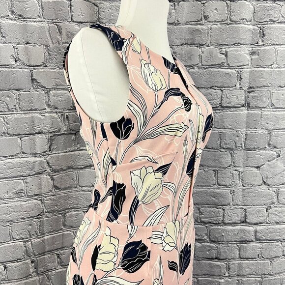 Banana Republic Women's  Sleeveless Sheath Dress  Size 4 Pink Black White Floral - Picture 5 of 13